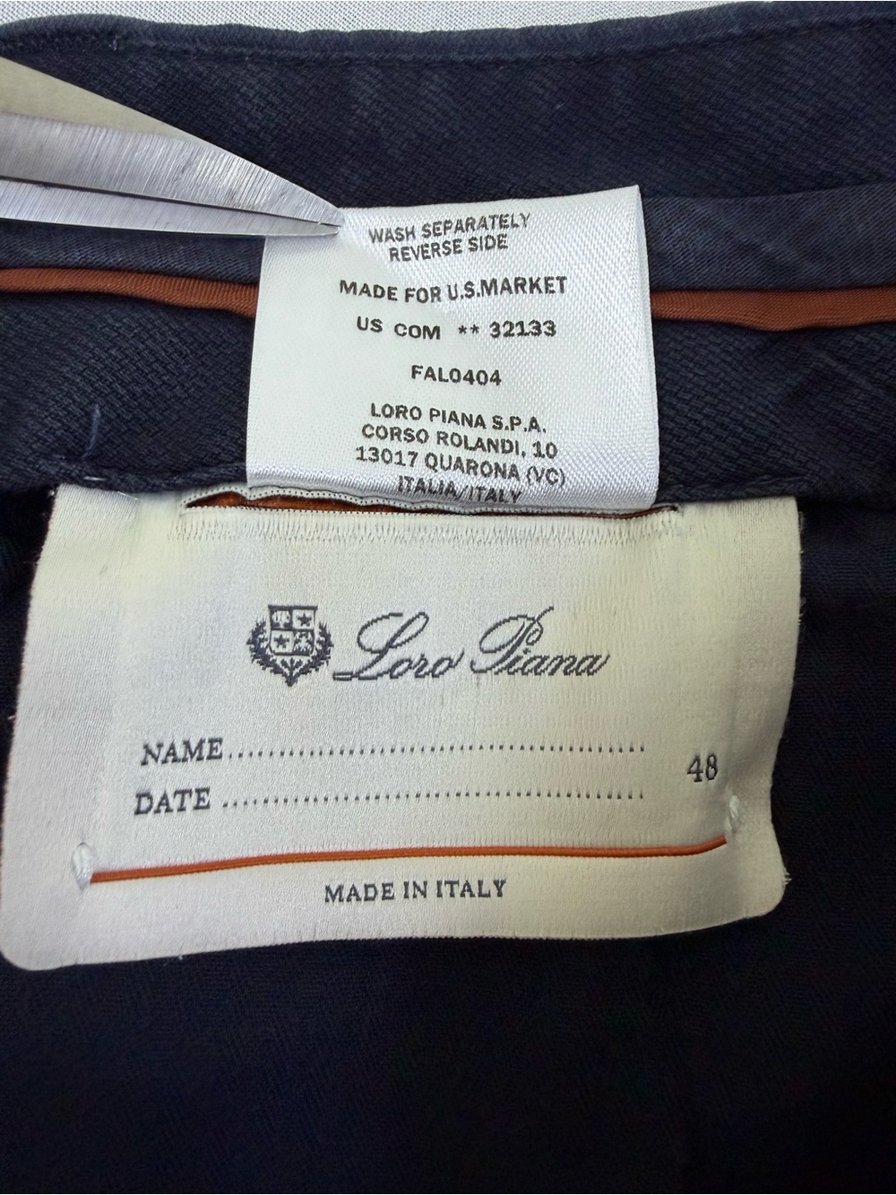 Loro Piana Men’s Navy Stretch Cotton Pants Size 48 32x30 Made in Italy - Picture 3 of 13